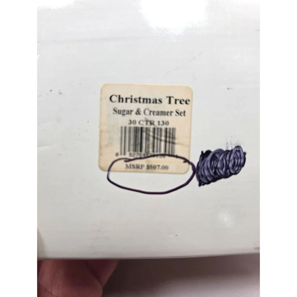 NIB Vintage Spode Christmas Tree Sugar & Creamer Set Made in England